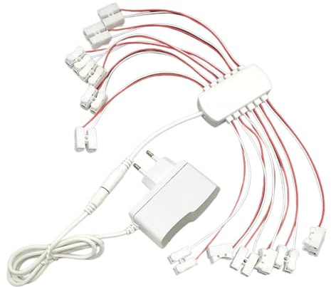 SZLIFE Alimentatore 12V 2A Cablaggio di illuminazione in miniatura Multi porte Cavo di alimentazione con spina UE per lampada modello Micro paesaggio Case, 12 Porte