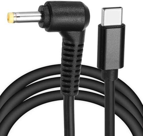 sourcing map 5FT USB C to DC PD Power Fast Charging Cable, 4mmx1.7mm 60W/20V DC Power Cable, Type C Input 3A Adapter Jack Converter for Router, Camera, TV Box, Desk Lamp(Black)