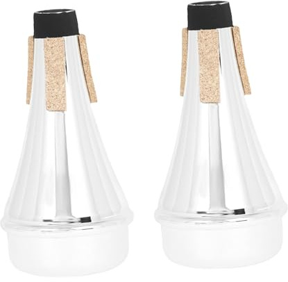 VICASKY 2pcs Plastic Trumpet Mute Silver Straight Mute for Trumpet Practice Lightweight Noise Reduced Sound Reducer for Wind Instrument Training Performance