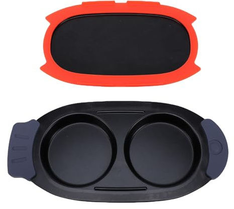 Ejoyous Äggkokare med 2 Hålrum, äggkokare med Non-stick Beläggning med Värmesäkert Silikonlock för Snabb Matlagning i Köket eller på Kontoret
