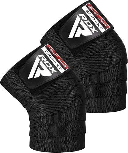 RDX KR11 Fasce Ginocchio per Allenamento con i Pesi e Bodybuilding, Bendaggio Ginocchio per Stabilizzazione del Ginocchio, Supporto Knee per Leg Press, Fitness e Sport di Forza con Supporto