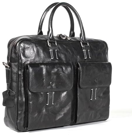 DCYMI Herren Aktentasche Echtleder Laptoptasche Satchel Computer Schulter