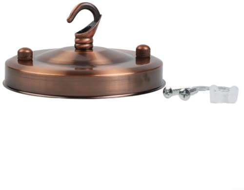 MKTOLHUS Placa de gancho de techo vintage para lámpara colgante, kit de toldo de hierro con rosca IP de 1/8, carga máxima de 10 kg, accesorios de fácil instalación para pasillo (cobre antiguo)