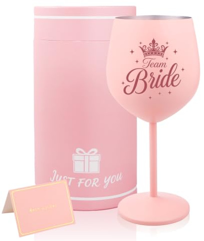 Bliceon Bicchiere da vino personalizzato con confezione regalo, con scritta in lingua inglese Team Bride, per matrimoni, addio al nubilato, fidanzamento, sposa, migliore amica, sorella, addio al