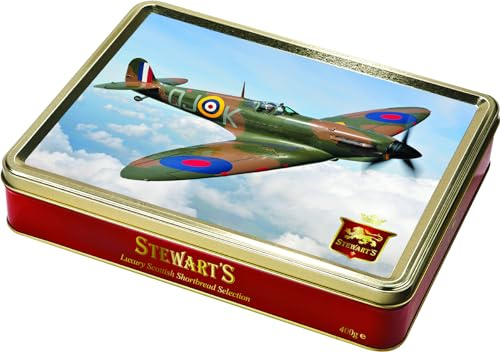 Stewart's - WWII Spitfire Shortbread Gifting Tin (400g) - Traditionally Made Luxury Scottish Shortbread, Delicious Melt-In-Mouth Biscuits, Ideal Collectable Treat to Share, 40 Years Heritage