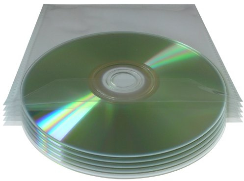 Gizmo - Bustine con lembi per CD e DVD, in plastica da 80 micron, 50 pezzi, trasparenti