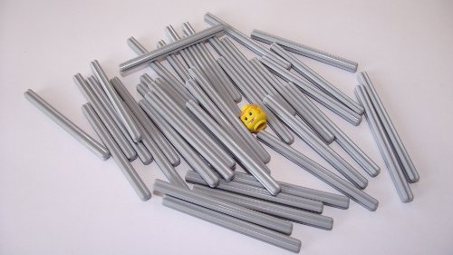 LEGO 40 Stück TECHNIC Achse 7L hellgrau und EIN gelber Wendekopf