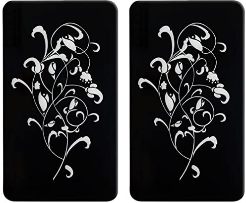 Maximex Herdabdeckplatte Ornamento Nero 2er Set - 2er Set, Kochplattenabdeckung und Glas-Schneidebrett für Glaskeramikherde, Gehärtetes Glas, 30 x 0.5 x 52 cm, Schwarz