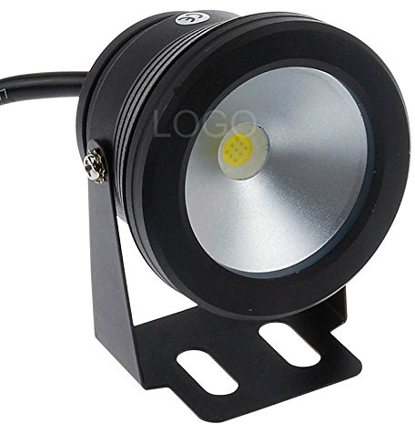 Projecteur LED 10 W 12 V étanche à lentille plate pour extérieur, fontaine, étang, blanc （Pas de contrôle à distance）