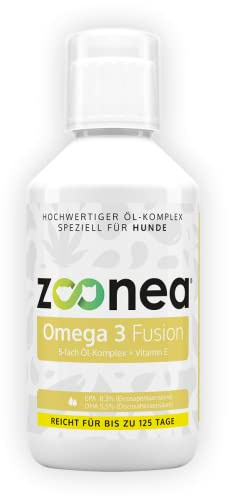 Zoonea® Omega 3 Fusion 250ml - Gesunde Haut & glänzendes Fell für Hunde | Hochwertiger Öl-Komplex aus fünf Omega-3 Ölen | Unterstützung des Immun- und Herzkreislaufsystems für bis zu 125 Tage