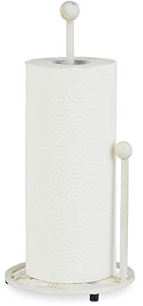 Relaxdays hushållspappershållare fristående, retrodesign, pappershållare gjutjärn, köksrullehållare, lantlig, vit