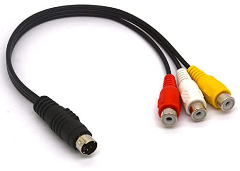 HTGuoji 4 pin S-Video a 3 Rca femmina cavo di conversione per TV PC, computer video AV proiettore (30 cm)