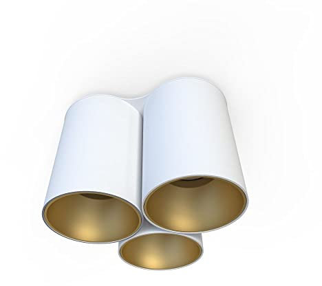 Licht-Erlebnisse Vielseitiger Deckenspot Weiß Gold 3x GU10 klein B:16,5cm Metall Aufputz Deckenlampe Wohnzimmer