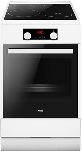 Amica Stående spis 65 l elektrisk induktionshäll 50 cm 11 ugnsfunktioner SteamClean SensorTouch SoftClose – stående induktion vit