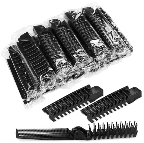 Foldable Combs in Bulk Individually Wrapped, Travel Pocket Hair Comb, Folding Hair Brush Double Headed, Brush Comb Styling Tool for Men Women Combs, Black (One Size, 20, Count)