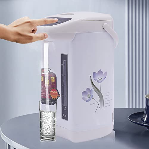 KOLHGNSE Distributore di acqua calda 4 l, bollitore in acciaio inox, 750 W, thermos con controllo tasti, serbatoio elettrico termopot per casa, scuola, ufficio, hotel (bianco)