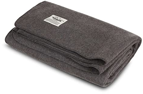 Lodge Twin Blanket - 80% Recycled Wool - Buffalo Plaid - Warm Throw Blanket - Thick - Washable - 65W x 90L - Charcoal Gray