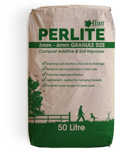 Elixir Gardens Perlite 2-5mm Coarse Grade Growing Media Horticultural Natural Mineral Compost Conditioner | 50L…
