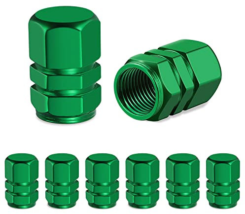 Soleebee Tapones de válvula de aleación, tapas de válvula de neumático, accesorios de coche, tapas de válvula universales, tapas de protección contra el polvo, bicicleta (verde, 8 unidades)