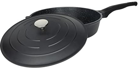 Commichef Alles in Einer Pfanne, Alles Aus Einer, Schwarz, Aluminiumguss, Mit Deckel, Antihaft, Geeignet Für Alle Herdarten, 32cm, XP-ALL32BK