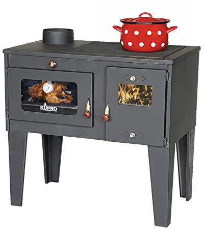 Kaminofen mit Backfach und Herdplatte Alegra 93933 6 kW Kamin Mehrfachbelegung Holzofen Ofen Holz Holzherd Küchenhexe Kochplatte Küchenofen