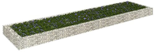 Homgoday Gabion Raised Bed Galvanised Steel 400x100x20 cm, Gabion Baskets, Metal Gabion Cages for Stones, Garden Decor Wall Partition Set