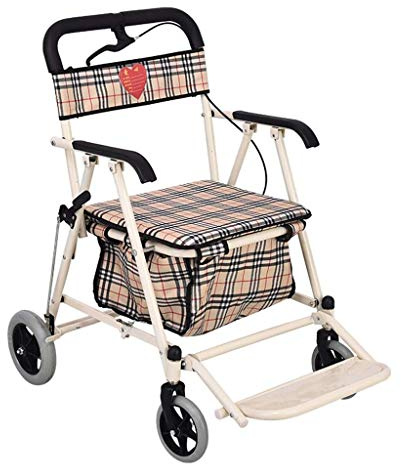 Rollator,Praktisk fyrhjulsrullator i stål, gånghjälp, säte och varukorg, justerbar höjd, lätt och säker design, bromsspak