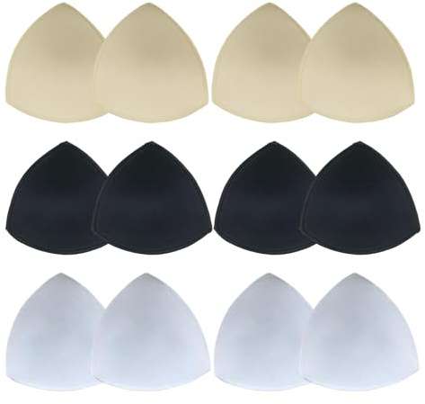 JINXIAN 6 Paia Inserti per Reggiseno Triangolare 13x13cm Imbottiture per Reggiseno Rimovibili Morbide Traspiranti Inserti in Spugna Riutilizzabile per Costume da Bagno Bikini