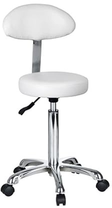 BEAUTEK Arbeitsstuhl 9117 SF Weiß - Ergonomischer Stuhl mit hydraulischer Höhenverstellung, verchromtem Gestell, hochwertigem Kunstlederbezug, für maximale Mobilität und Komfort im Kosmetikstudio