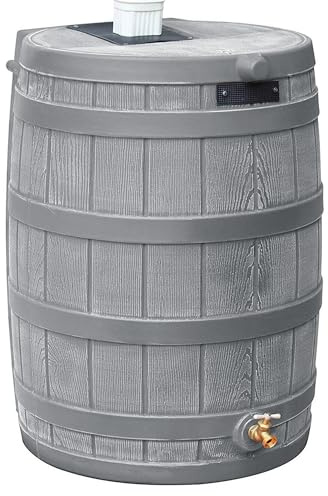 Good Ideas Rain Wizard Water Collection Barrel, 50 Gallon, Gray