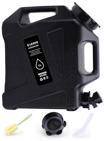 Kexpery Tragbare Notfall-Wasserkanne mit Zapfhahn, Trinkwassereimer, große Kapazität, Wasserspenderträger für Fahrzeug, Auto, Outdoor, Camping, 12 l, Schwarz