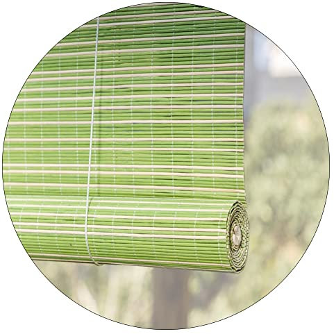 Bambus-Rollo, lichtfilternd, für Fenster/Türen/Balkone, 50 x 130 cm breit, nicht transparent, Grün, 130 x 210 cm