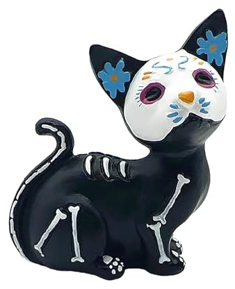 BestAlice Figura de Perro, Decoración de Pie del Día de los Muertos para el Hogar, Decoración de Calavera de Azúcar de Halloween, Estatua de Adorno de Animal del Día de los