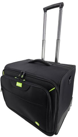 OECOVERDE Aktenkoffer aus recyceltem Polyester in schwarz 46209 | für fünf Aktenordner, mit Rollen und Trolley, Schultergurt | Aktenordnerkoffer