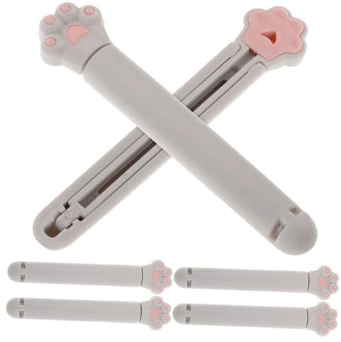 ANDRESLAD 6pcs Plastic Food Bag Clips Cat Claw Sealing Clips Light Grey for Snack Freshness and Document Organization