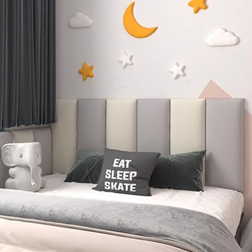 Panneaux Muraux 3D, Rembourrage Mural Autocollant Anti-Collision Deco Murale pour Chambre D'enfant Panneau Acoustique Mural en Imperméable Panneau Mural Decoratif(Tranquility Gray,4 Pcs)
