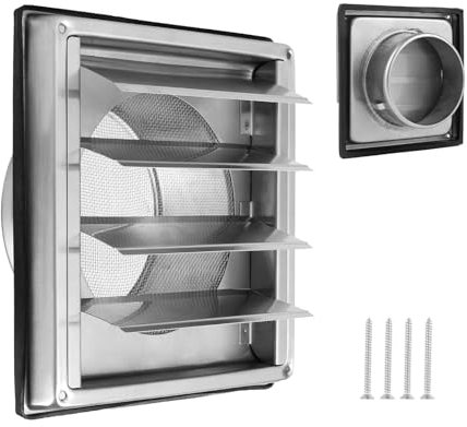 ZLLZPZD Griglia di ventilazione 100 mm con griglia di protezione dagli insetti, valvola antiriflusso, Griglia di ventilazione Ø100mm Adatto per sistemi di ventilazione e cappe aspiranti