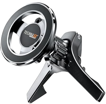 Technaxx Magnetischer Luftventilator Auto-Handyhalter TX-304, 360° Drehbare Autohalterung für iPhone 12 & höher mit Kabelmanagement, Starke N52 Magneten & Metallring für alle Handys
