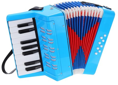 QUARKZMAN Akkordeon 17 Tasten 8 Bassknopf Ziehharmonika Spielzeug Mini Musikinstrument Leichtgewicht für Erwachsene Anfänger Bildung, Hellblau