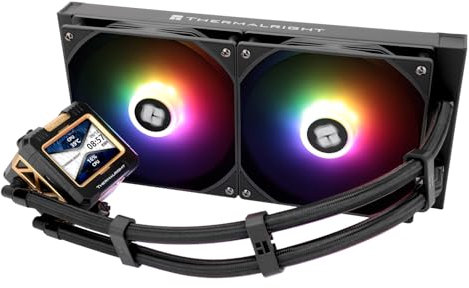 Thermalright FW280 ARGB Schwarz -280mm AIO CPU Flüssigkeitskühler, IPS LCD-Bildschirm mit 320x240 Auflösung, für AM4 / AM5 / Intel LGA1700/1851, '2,4 Zoll' Magnetabsorbierender LCD-Bildschirm für Bild