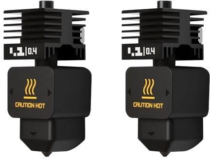 2PCS H2D, H2S Hotend Kit, 3D Printer Print Head Hot End Heating Block Kit with 0.4mm Hardened Steel Nozzle and Silicone Sock for Bambu Lab H2D/H2S, A1/A1 Mini