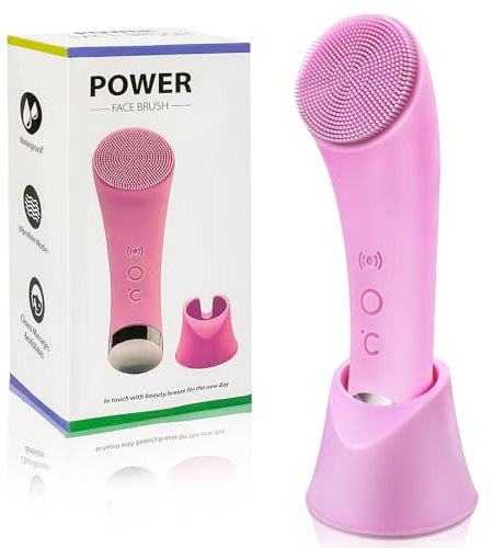 Spazzola per la pulizia del viso, spazzola elettrica per il viso, massaggiante, pulitore viso ricaricabile, adatto per la pulizia del viso e massaggi, regali per donne (rosa)