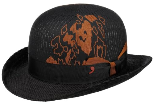 Alfonso D'Este Denvertson Melone Bowler Stoffhut Melonenhut Herren - Made in Italy mit Futter, Ripsband Herbst-Winter Winter - L (58-59 cm) schwarz