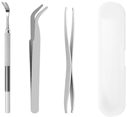 Tick Remover Tools, 3 Pcs Stainless Steel Tick Tweezers, Fine-Tip Dual-Head Clamp and Tick Shovel for Dogs, Cats and Humans