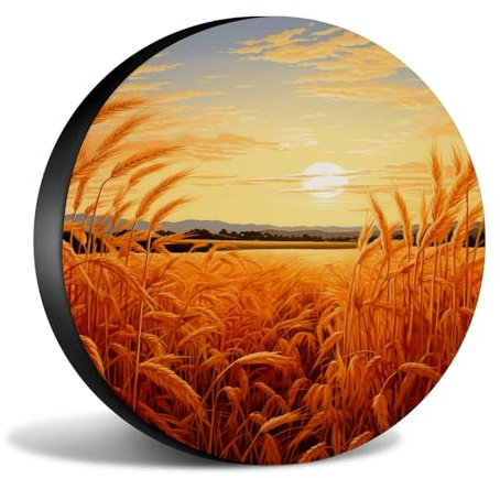 Ersatzradabdeckungen Sonnenaufgang Über Dem Feld Golden Wasserdicht Reifenschutzhülle Waschbar Autoreifen Tasche Für SUV Truck Trailer 16 inch