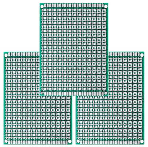 TUNOTYUE 3 Pièces 7x9 cm Cartes PCB Prototype, Universel Cartes de Circuit Imprimé Double Face, PCB Board, pour Projets de Soudure DIY, Compatible avec les Kits Arduino