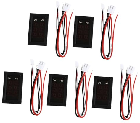 UTHCLO 5 pezzi Voltametro Amperometro Digitale con Display Cifre per Auto e Veicoli Elettrici Monitoraggio Tensione con Protezione Inversione Polarità