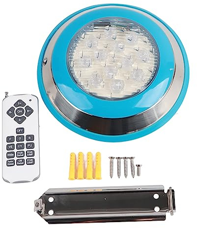 LED Pool Light RGB Underwater Light AC12V 12W 1200LM IP68 Vattentät med 18 nyckelfjärrkontroll för simbassänger och landskapsbelysning (54W)