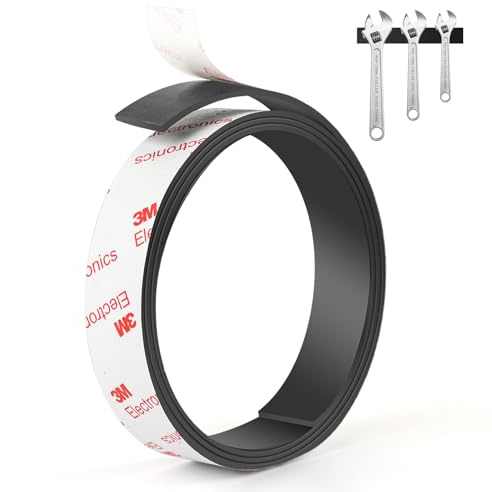 KiloDanMAG Neodymium Magnetic Tape, Extra Strong Flexible Magnet Tape Strips Roll with Strong 3M Adhesive Backing, Magnetic Strips Heavy Duty Perfect for Mounting Tools, DIY, Art (0.6'' Wide x 3.3 ft)