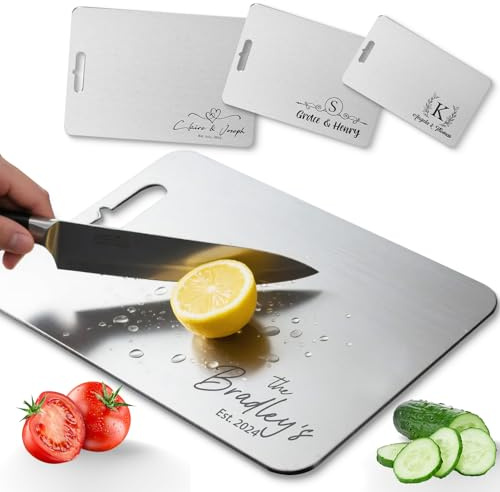 UIDMEN Personalisiertes Titan-Schneidebrett, individuell gravierter Name, 100% reines Titan, doppelseitig, ungiftig, spülmaschinenfest, ideales Geburtstagsgeschenk für Mama, Ehefrau, Partner